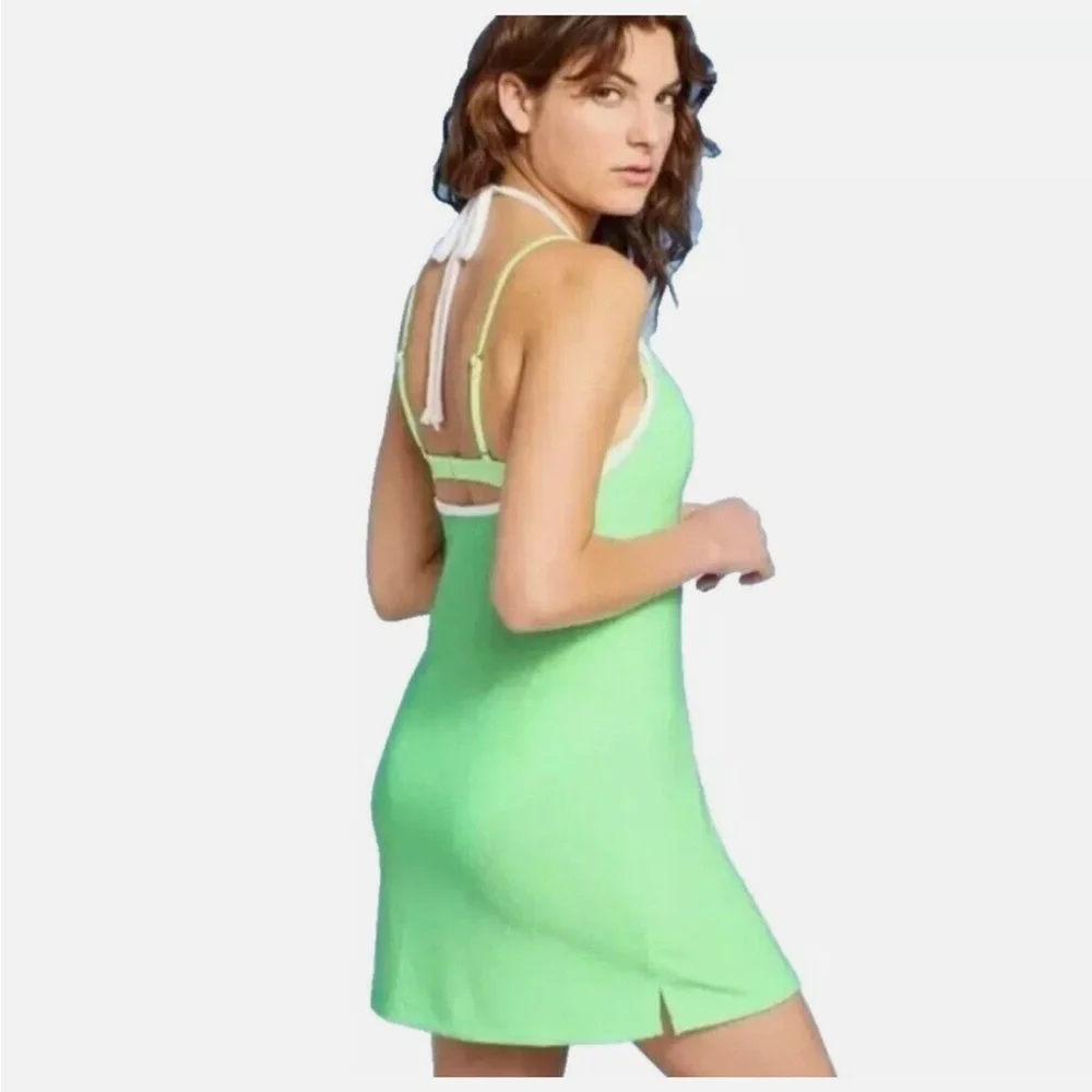 Y2K Xhilaration Junior Girls Neon Green Terry Halter Cover Up Dress size small